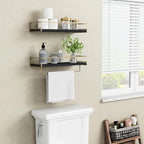 Forbena Black and Gold Bathroom Floating Shelves for Wall, Decorative Wall Mounted Shelves for Kitchen Coffee Bar Station Org