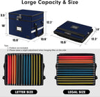 ETRONIK Fireproof Document Box with Lock, 2-Layer File Box Storage Organizer with 5 Tabs& Insert, Portable File Cabinet Stora