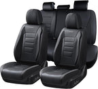 Coverado Seat Covers Full Set, Car Seat Cover Black, Seat Covers for Cars, Car Seat Protector, Nappa Leather Car Seat Cushion
