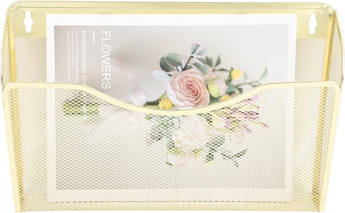 EASEPRES 3 Single Pocket Mesh Hanging File Organizer, Vertical Wall Mounted Magazine File Holder, Mount Basket Mail Paper Doc