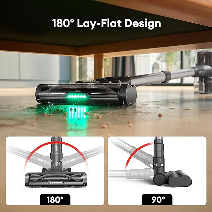 Ultenic Cordless Vacuum Cleaner, 550W 50Kpa Stick Vacuum with Car Dashboard Screen, Tangle-Free Brush for Pet Hair, Max 45min