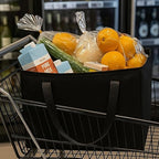 musbus 2-Pack, XL-Large Insulated Grocery Shopping Bags, Black, Reusable Bag,Thermal Zipper,Collapsible,Tote,Cooler,Food Transport hot and Cold,Camping