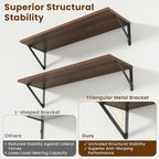 8" Deep Floating Shelves for Wall,16 inch Wood Wall Shelves Set of 2,Wide Floating Bookshelf with Sturdy Metal Brackets,Hangi