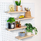 Solid Wood Pegboard Shelf, Pegboard Shelves with Pegboard Hooks, Pegboard Accessories for Craft Room, Garage, Gaming Room, 4 