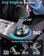 Vacuum Magnetic Car Phone Holder 360° Strongest 120LBS Ultra Suction Cup Phone Mount for MagSafe Dashboard Cell Phone Holders for Your Car/Gym/Mirror Bracket for iPhone 17 & Android, Metal Stand Rotor