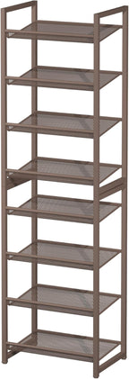 Tall Narrow Shoe Rack, 8 Tier Stackable Shoe Stand for 16-20 Pairs, Heavy Duty Shoe Organizer for Small Space Closet Bedroom,