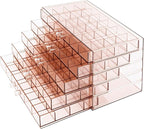 Clear Pink Acrylic Jewelry Storage Box, Earring Jewelry Organizer with 5 Drawers, 5-Layer Jewelry Box for Women, Earring Disp