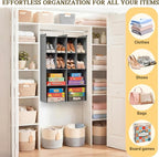 Ofiray-home 4 Tier Hanging Closet Organizer, 12 Compartments Sweater Organizer for Closet with 3 Sturdy Hooks, Closet Organiz