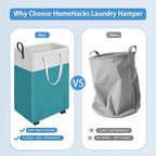 HomeHacks 75L Rolling Laundry Basket with Wheels, Collapsible & Waterproof Laundry Hamper, Mobile Clothes Hamper, Storage Lau