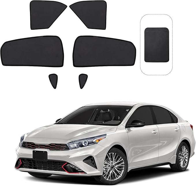 Front Side Half Window Shade Foldable Custom Fit for Kia Forte 2019-2023 Car Window Shades for Side Window Sun Shade UV Protection Heat Insulation for Camping Sleeping 6PCS