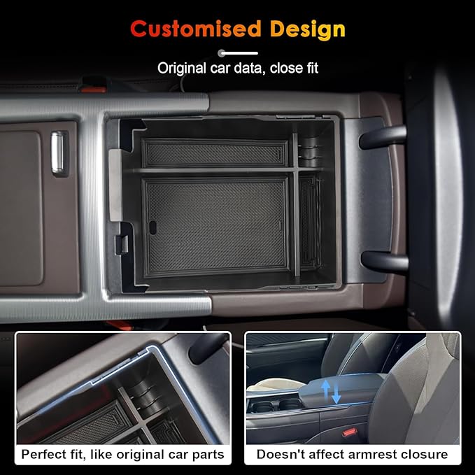 for Hyundai Palisade Center Console Organizer Tray for 2023-2025 Palisade SE/SEL/XRT/Limited/Calligraphy Armrest Box Secondary Storage Glove Box Insert Accessories (23-25 Palisade Black Trim)