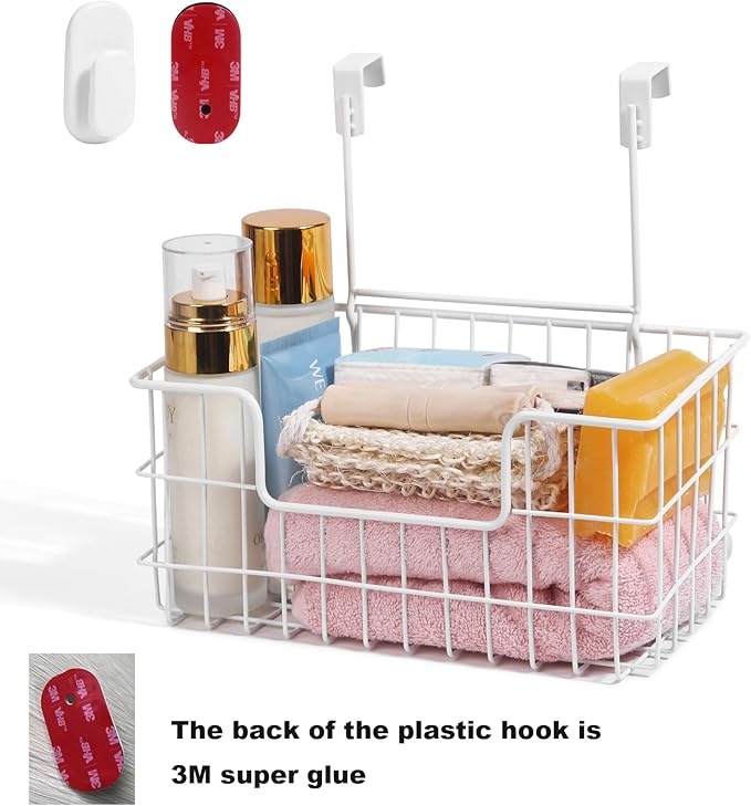 JUNCHU CHERRY Wire Storage Basket 2 Packs, Wall Mounted Kitchen Bathroom, Hanging Cabinet Door Storage Basket, no Drilling, S