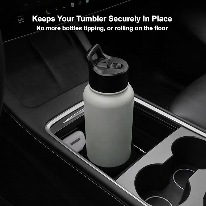 Gen 1 Cup Holder Insert for Tesla Model Y 2021–2024 & Model 3 2021–2023 ONLY – Center Console Organizer – Fits 26–32 oz Large