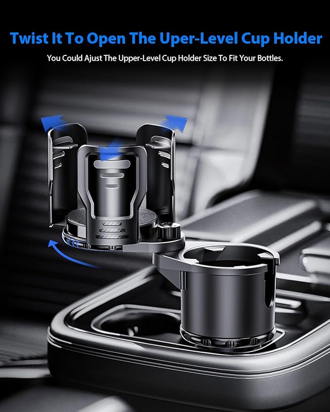 Cup Holder Expander for car 2 in 1 Multifunctional Car Cup Holder Extender Adapter with Adjustable Base Compatible with Hydro