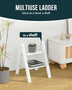 WOA WOA Step Ladder, Widen Pedals Foldable Step Stool, Lightweight Aluminum Ladder, Easy to Move Around, Anti-Slip Foot Stepl