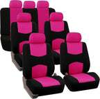 FH Group Flat Cloth Full Set Car Seat Covers Three Row 7 Seater - Universal Fit for Cars, Trucks & SUVs Pink