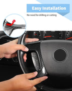 Voodonala Carbon Fiber Steering Wheel Panel Trim Cover Compatible with Chevy Silverado/Tahoe/Suburban/Avalanche/Escalade/GMC-Yukon/GMC-Sierra 2007 2008 2009 2010 2011 2012 2013