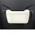 Car Leather Trash Can for Seat Back, Hanging Garbage Bin, Waterproof Foldable Stroage Organizer for Car, Multipurpose Interior Accessories for SUV Truck RV Camping (White Chair Back Clip)