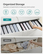 SONGMICS Set of 4 Large Size Wardrobe Clothes Organizers, 6-Compartment Foldable Drawer Organizers with Handles, 16.5 x 11.8 