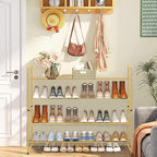 AOODA Long 2 Tier Shoe Rack for Closet Metal Wide Stackable Shoe Storage Organizer for Entryway, Bedroom, Floor, 18-Pairs Low