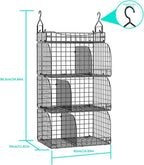 HapiRm Hanging Closet Organizer Storage - 4 Tier Metal Stackable Hanging Closet Shelves with Dividers and S Hooks, Foldable C
