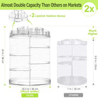 Boxalls Makeup Organizer Rotating, 8-Layer Large Capacity Cosmetics Organizer, 360 Adjustable Skincare Spinning Stand, Clear 