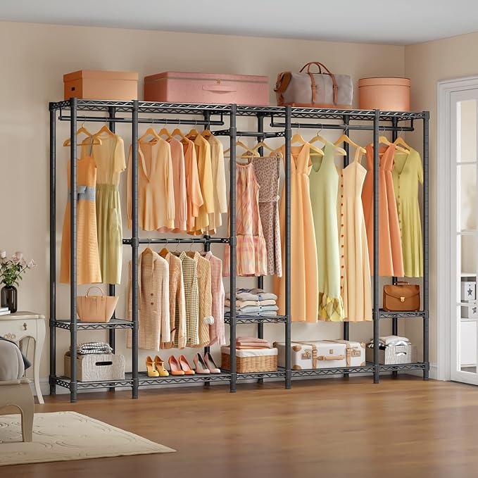 VIPEK V50 Extra Large Closet Rack Heavy Duty Garment Rack Freestanding Wardrobe with Shelves, Portable Metal Clothing Rack fo