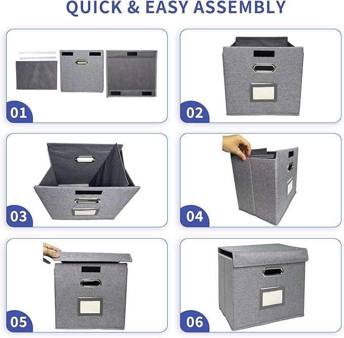 2 Pack Hanging File Folder Box with Lid, Durable Letter Size Filing Storage Box, Sturdy Magazine File Holder with Cardboard S