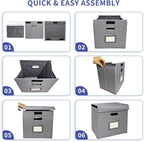 4 Pack Hanging File Folder Box with Lid, Durable Letter Size Filing Storage Box, Sturdy Magazine File Holder with Cardboard S
