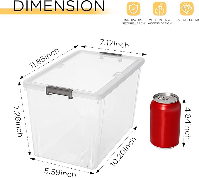 Citylife 7.8 QT 6 Pack Small Storage Bins Plastic Storage Container Stackable Box with Lids for Organizing, Clear White