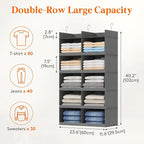Lifewit Dual-Row Shelf Hanging Closet Organizer and Storage, Clothes Shelves with 3 Sturdy Hooks for Clothing Organization, F