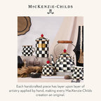 MACKENZIE-CHILDS Glass Lazy Susan, Cute Rotating Serving Board, Black-and-White Courtly Check