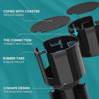 TYKOR Car Cup Holder Expander, 2 in 1 Cup Holder Extender Adapter with Expandable Base, Fits Yeti, Hydroflask, Large Water Bo