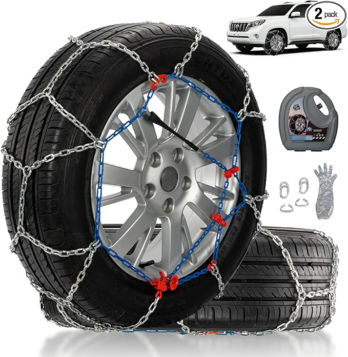 Snow Chains for Pickup Trucks & SUVs Off-road, Heavy Duty Quick Fit & Easy Installation Snow Tire Chains, Portable Reusable E