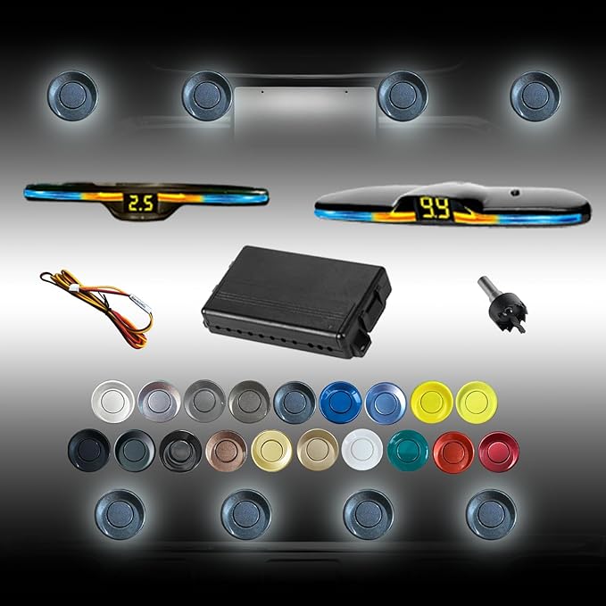 New Features Forward and Reverse Parking sensors, Option to Measure Distance in inches, bidirectional Display Option, and Customizable Digital Direction 18 Color Probes to Choose from(Livid Grey)