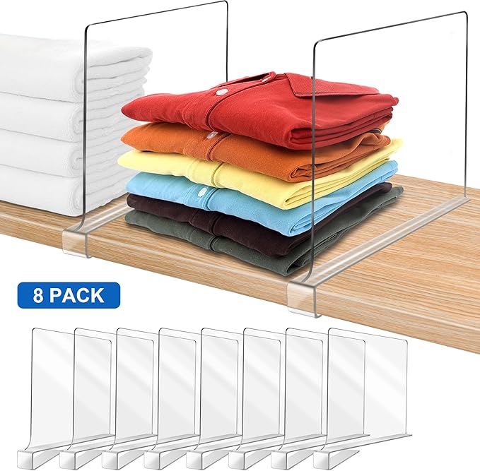 12 Inches Tall [Extra Tall Version] Shelf Dividers for Closet Organization and Storage, 8 Pack Purse Organizer for Closet Acr