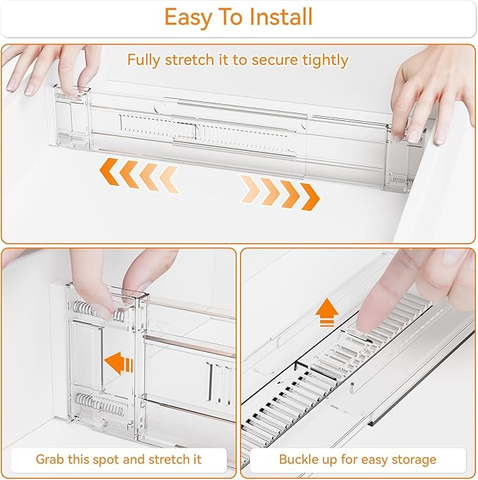 Yieach 12 Pack Clear Expandable Deep Drawer Separators From 15 to 21'' - 3.2 Inch Tall Acrylic Drawer Dividers for Clothes,Dr