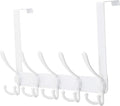 Dseap Over The Door Hook Hanger - Fits 1 3/8" to 1 3/4" Standard Doors | 5 Tri Hooks Heavy Duty Towel/Coat Rack | Door Organi