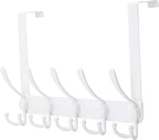 Dseap Over The Door Hook Hanger - Fits 1 3/8" to 1 3/4" Standard Doors | 5 Tri Hooks Heavy Duty Towel/Coat Rack | Door Organi