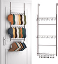 HapiRm Over Door Hat Rack - 3 Tier Wall Mounted Hat Organizer with 16 Hooks and 10 Movable Clips, Cap Hanger Storage up to 26