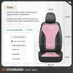 Coverado Car Seat Cover 5 Seats, Leather Seat Covers Full Set, Durable Waterproof Car Seat Protectors, Black and Pink Seat Co