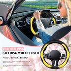 SuperKaKa Car Steering Wheel Cover 2025, Universal Auto PU Cute Breathable Slip-Proof Comfort Imitation Leather Protector Car
