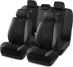 Skechers Air-Cooled Memory Foam Seat Covers,Mesh Thick Car Seat Covers,Piping Leather Car Seat Cover,Airbag Compatible,Automo