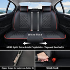Coverado Full Set Car Seat Covers, Luxury Faux Leather Waterproof Seat Covers, 5-Seat Universal Fit, Front & Back Car Seat Pr