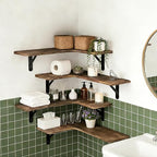 Corner Floating Shelves Wall Mounted Set of 4, Rustic Wood Corner Shelves for Bedroom Living Room Bathroom Kitchen Storage an