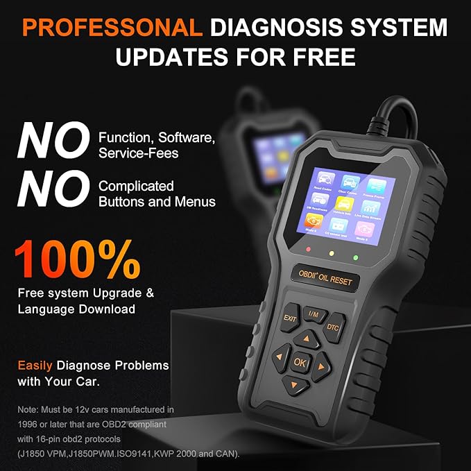 Car Code Reader, OBD2 Scanner for Check Engine Light/Oil Light Reset, Enhanced OBDII Scan Tool Car Accessories Fix Clear Fault
