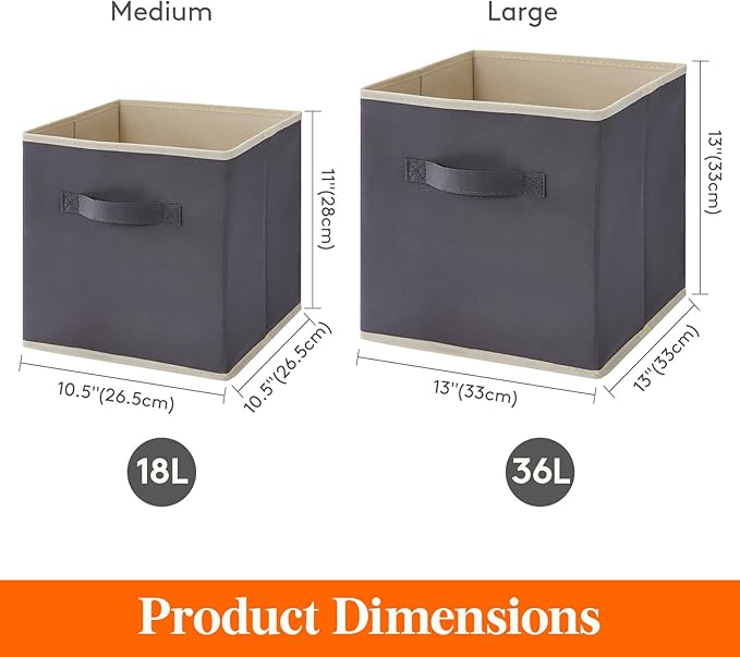 Lifewit Storage Cubes, Foldable Decorative Fabric Storage Baskets for Organizing Home Organizers with Handles for Shelves, Cl