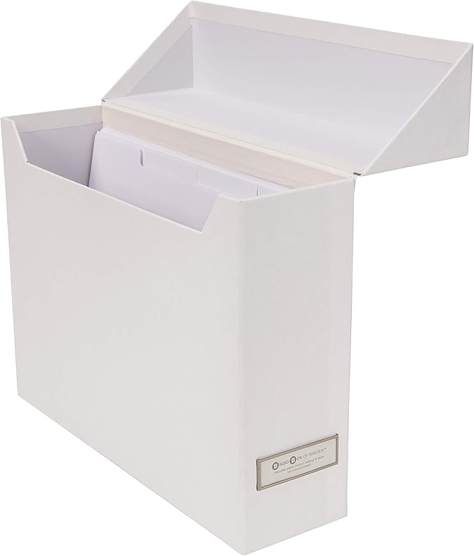 Bigso Lovisa Fiberboard Label Frame 12 File Storage Box | Document Organizer for Important Paperwork | Durable Hanging File B