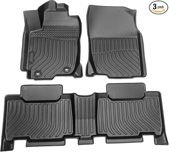 Car Floor Mats for 2013-2018 Toyota RAV4, All Weather TPE Rubber Custom Fit Car Mats Front & Rear 2 Row Mats, Non Slip, Black (2013-2018 RAV4)