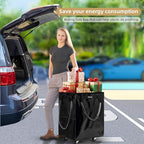 (Large, Black) Reusable Grocery Bag on 5 Wheels, Foldable Rolling Tote Carries Up to 76lb Shopping Trolley, Rolling Bag with 3 Handles, Zipper Clouser Rolling Tote Bag with Wheels for Laundry